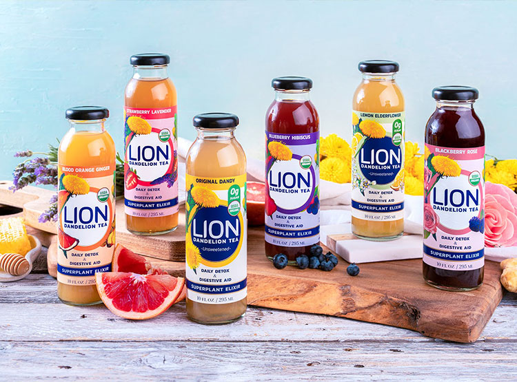 鮮艷的本色和植物插畫！Lion tea蒲公英茶包裝設計